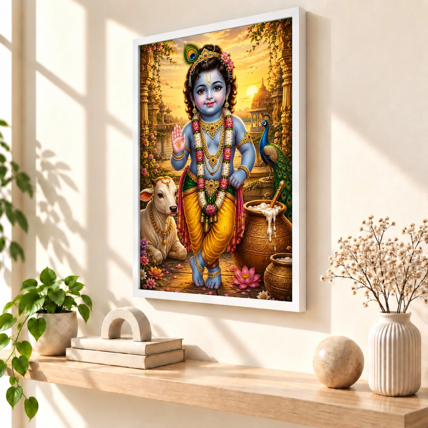 Bal Krishna Serene Sunrise Blessing Photo Frame, view 7