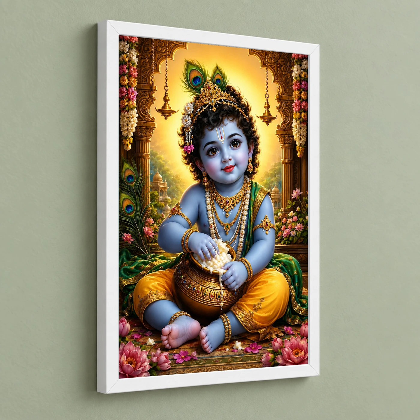 Bal Krishna Traditional Indian Miniature-Inspired Devotional Art Photo Frame, view 5