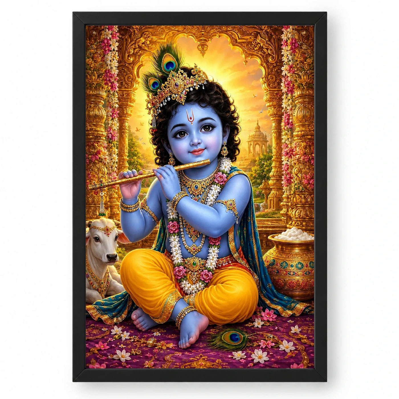 Bal Krishna Vivid Premium Spiritual Poster Art Photo Frame
