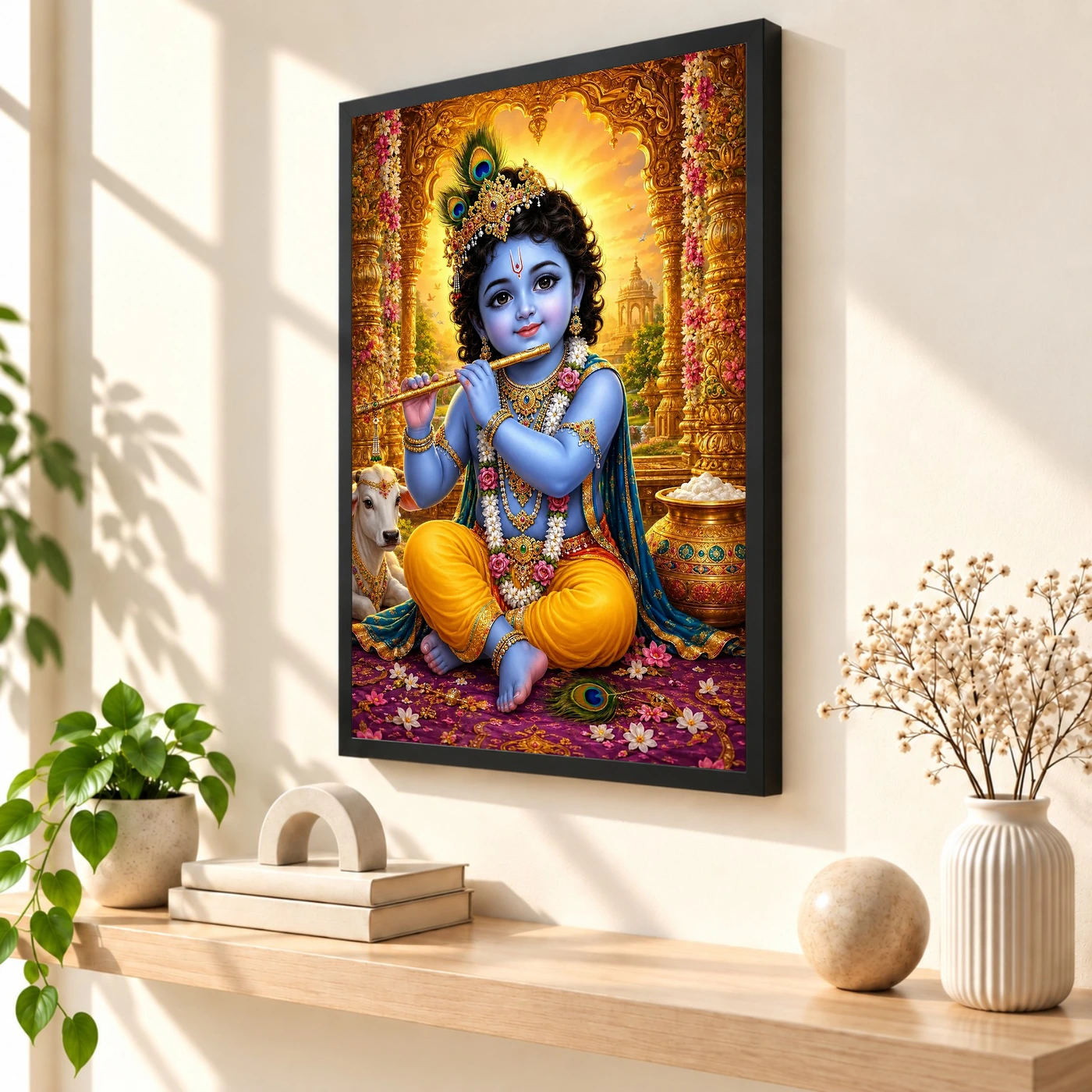 Bal Krishna Vivid Premium Spiritual Poster Art Photo Frame, view 2