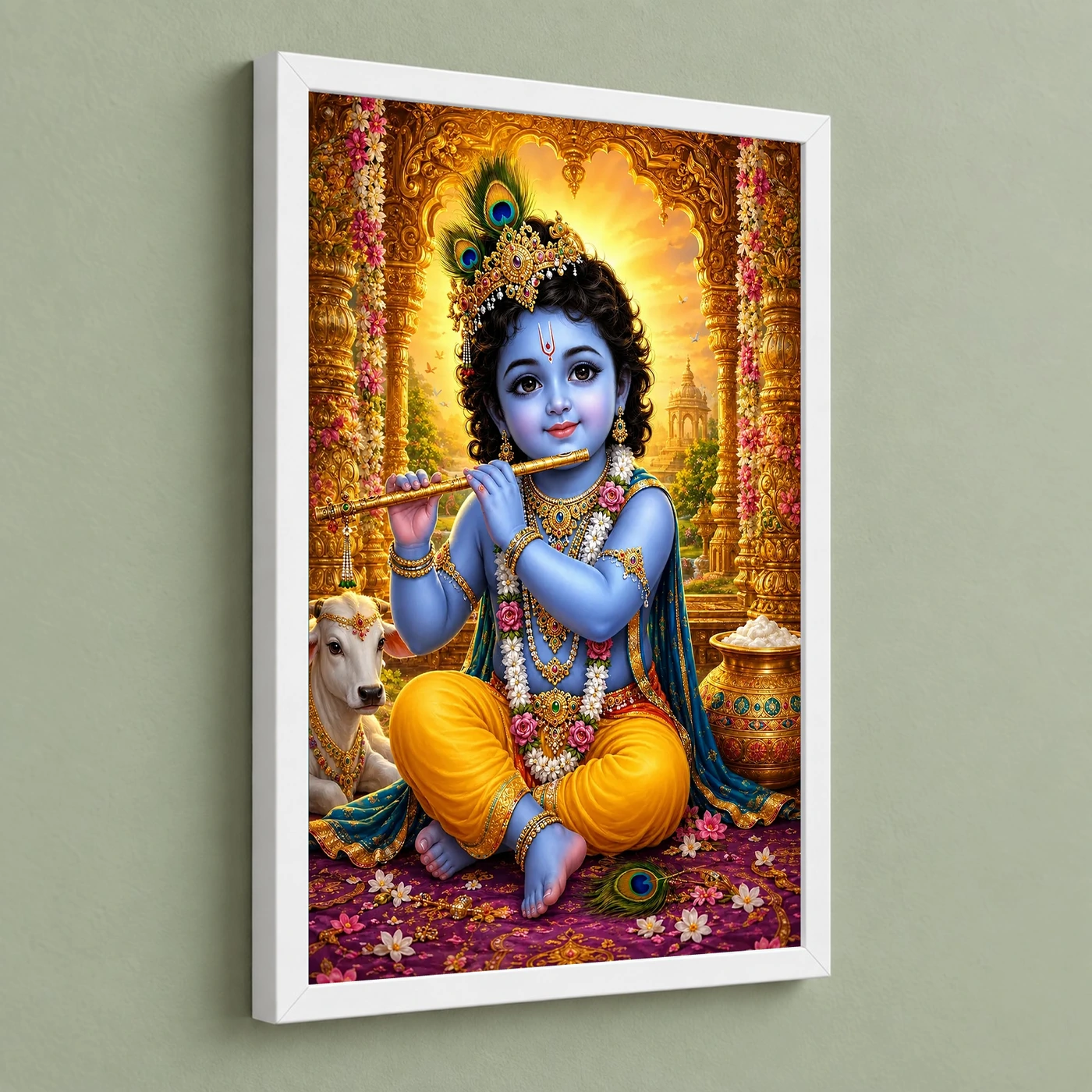 Bal Krishna Vivid Premium Spiritual Poster Art Photo Frame, view 5