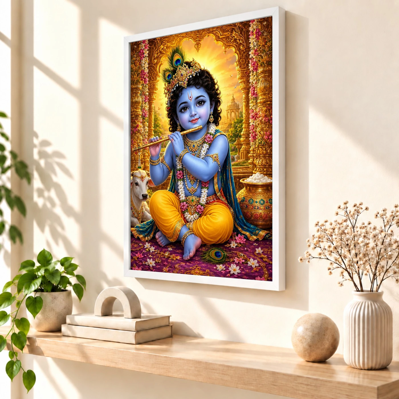 Bal Krishna Vivid Premium Spiritual Poster Art Photo Frame, view 7