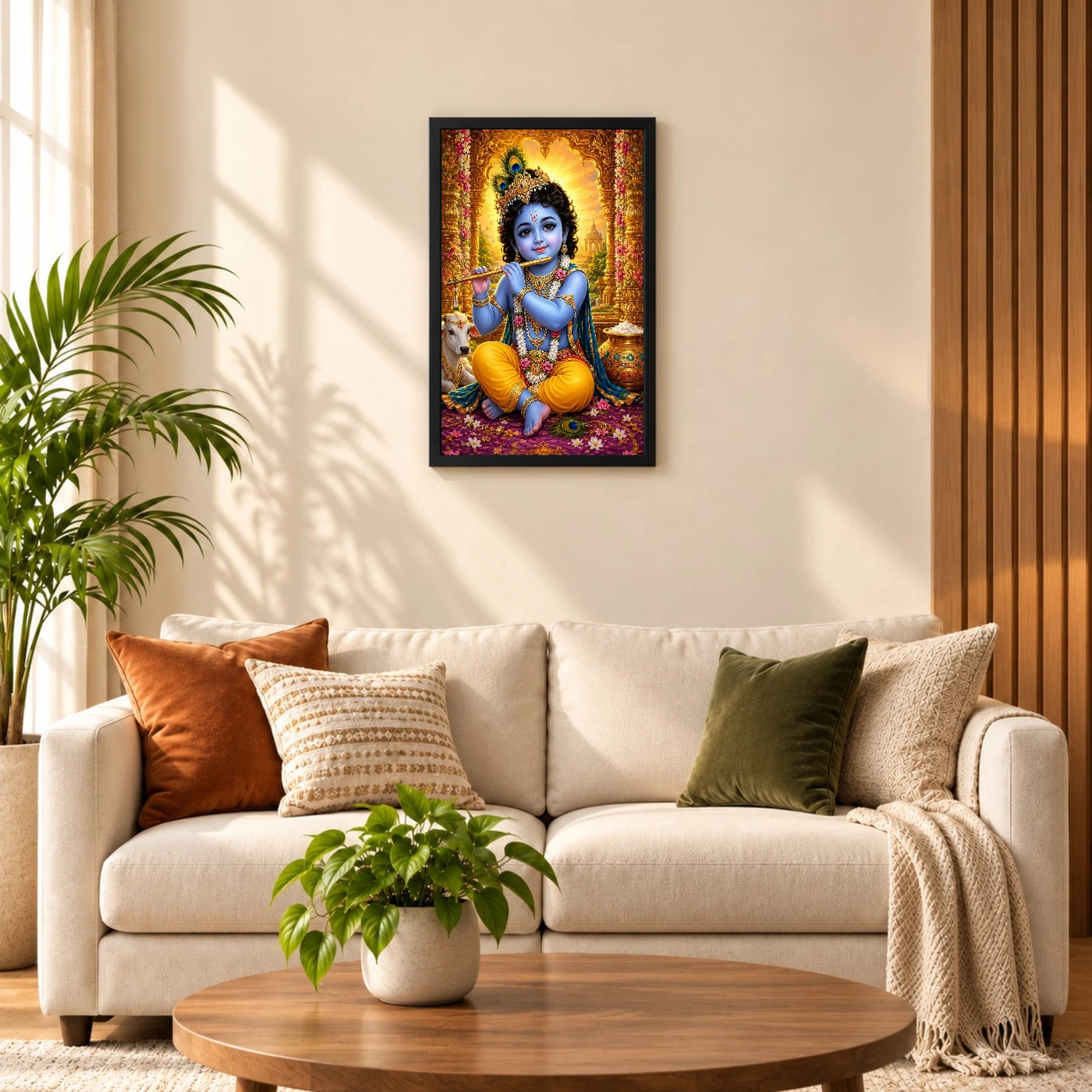 Bal Krishna Vivid Premium Spiritual Poster Art Photo Frame, view 8