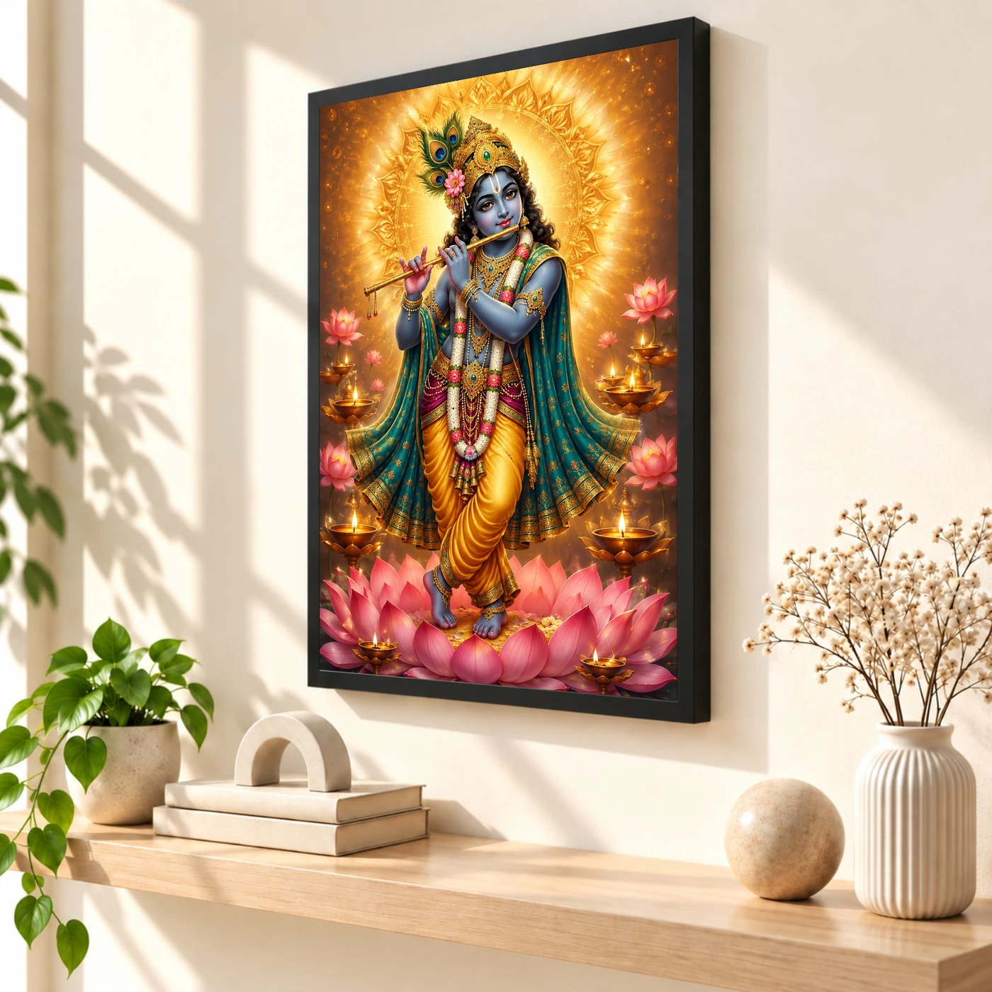 Banke Bihari Lotus And Diya Radiance Photo Frame, view 2
