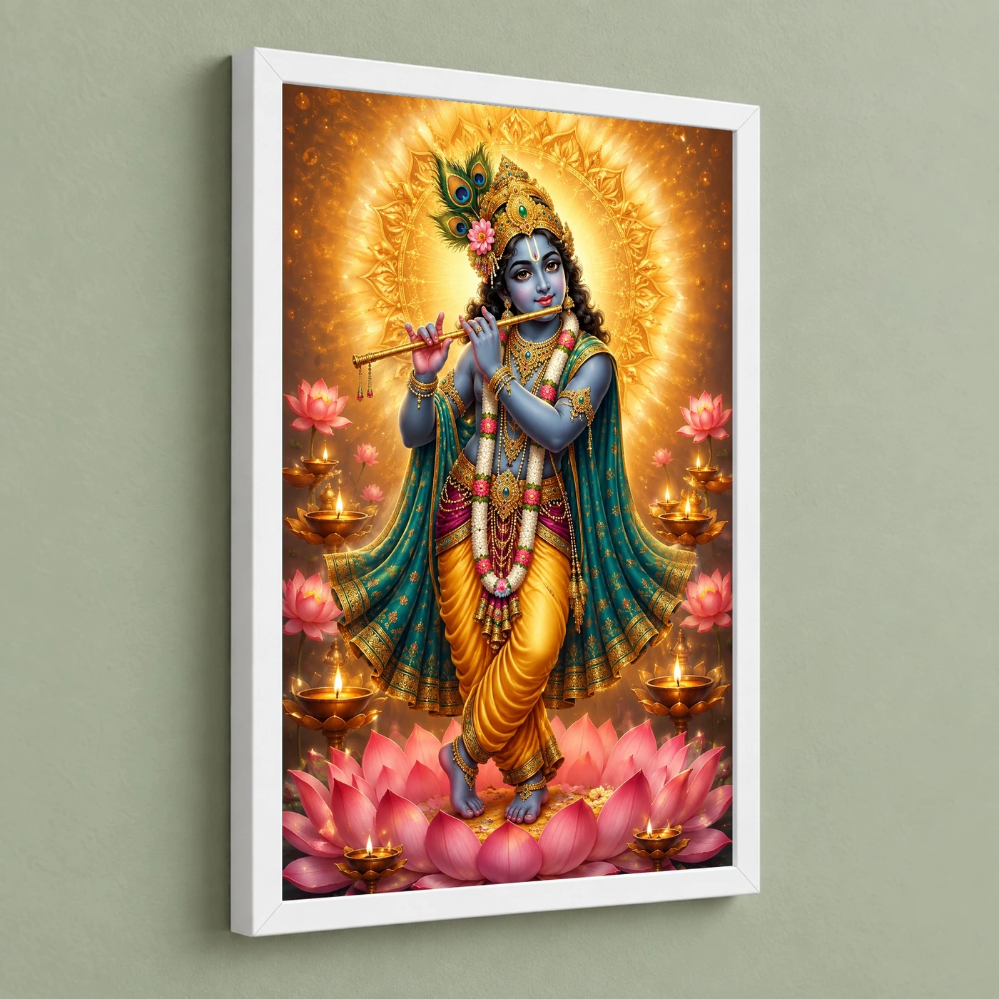Banke Bihari Lotus And Diya Radiance Photo Frame, view 5
