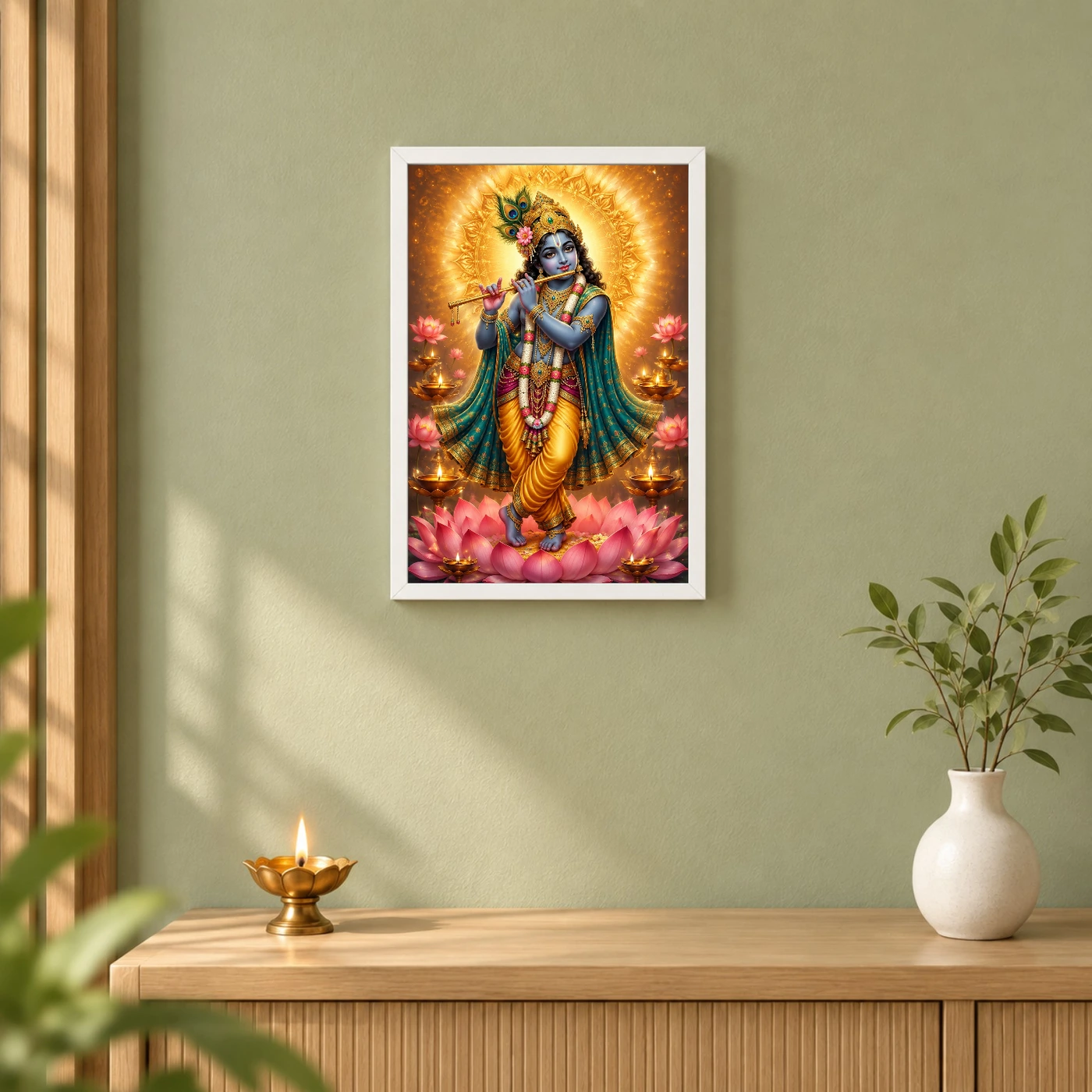 Banke Bihari Lotus And Diya Radiance Photo Frame, view 6
