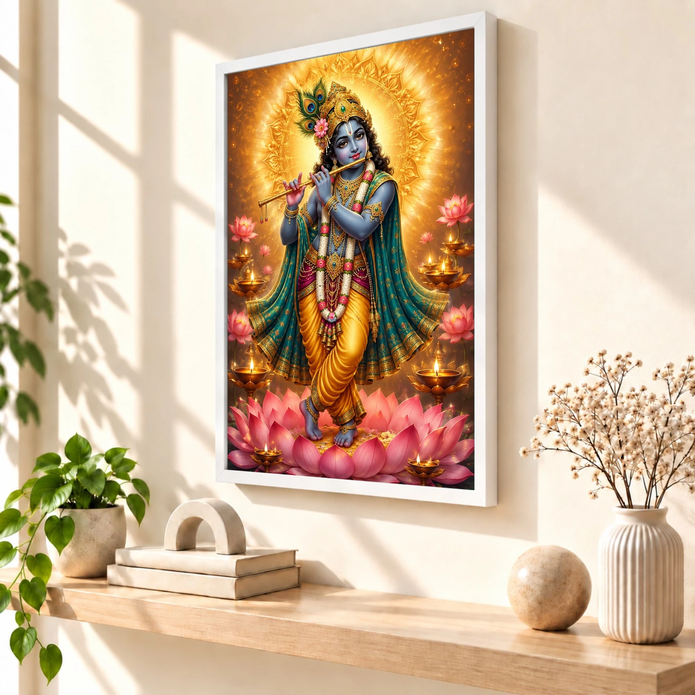 Banke Bihari Lotus And Diya Radiance Photo Frame, view 7