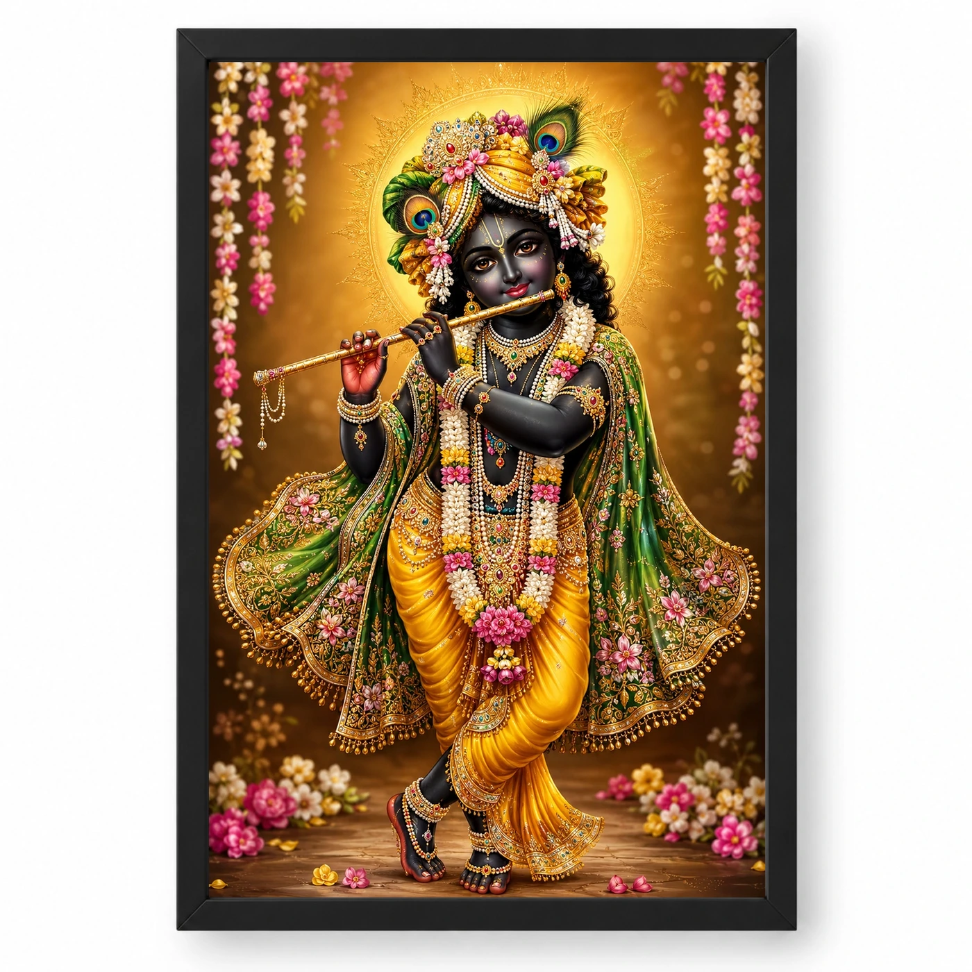 Banke Bihari Peaceful Home Mandir Composition Photo Frame