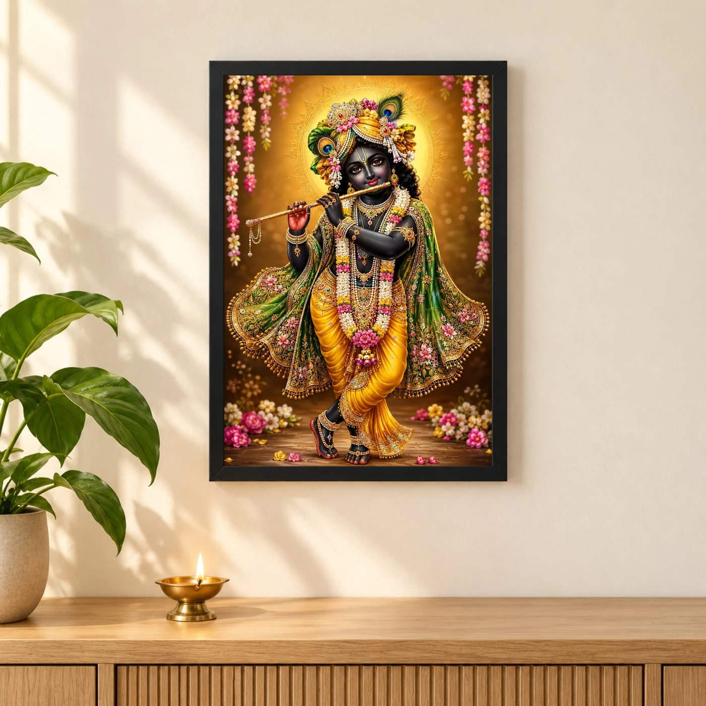 Banke Bihari Peaceful Home Mandir Composition Photo Frame, view 3