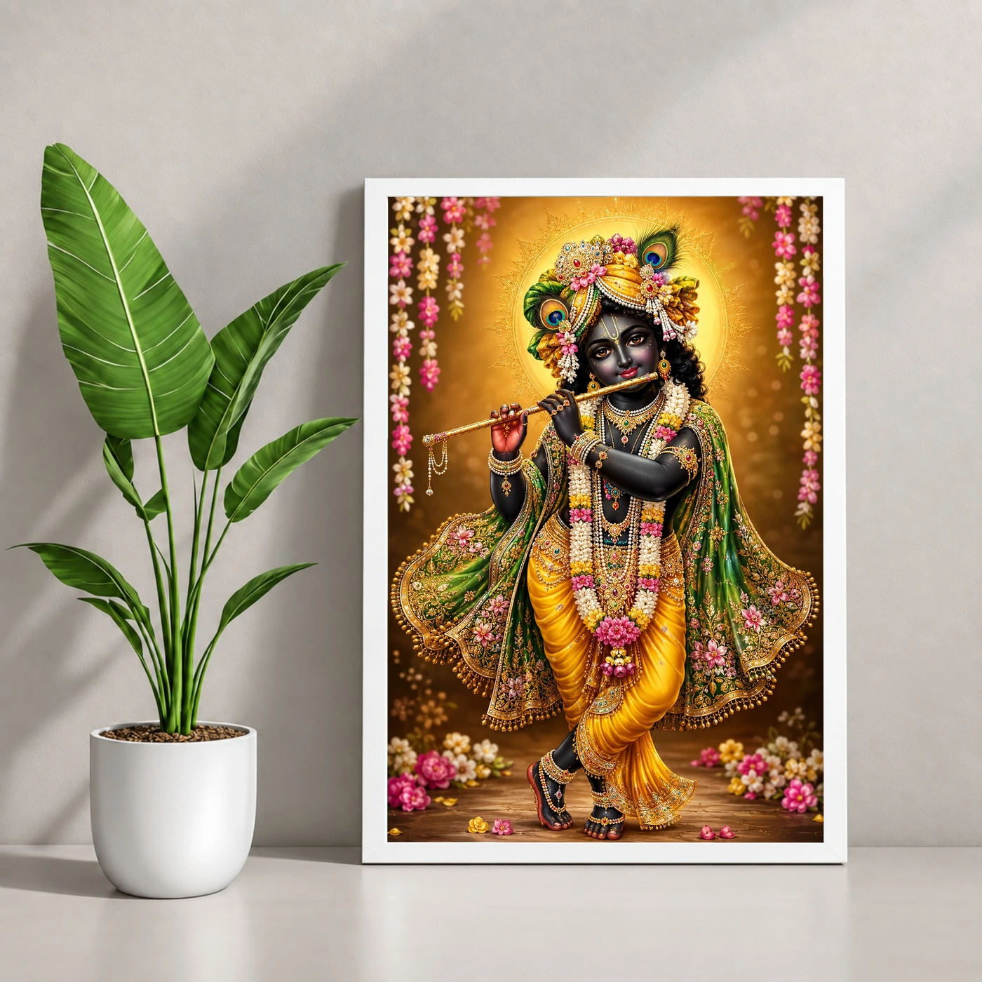 Banke Bihari Peaceful Home Mandir Composition Photo Frame, view 4