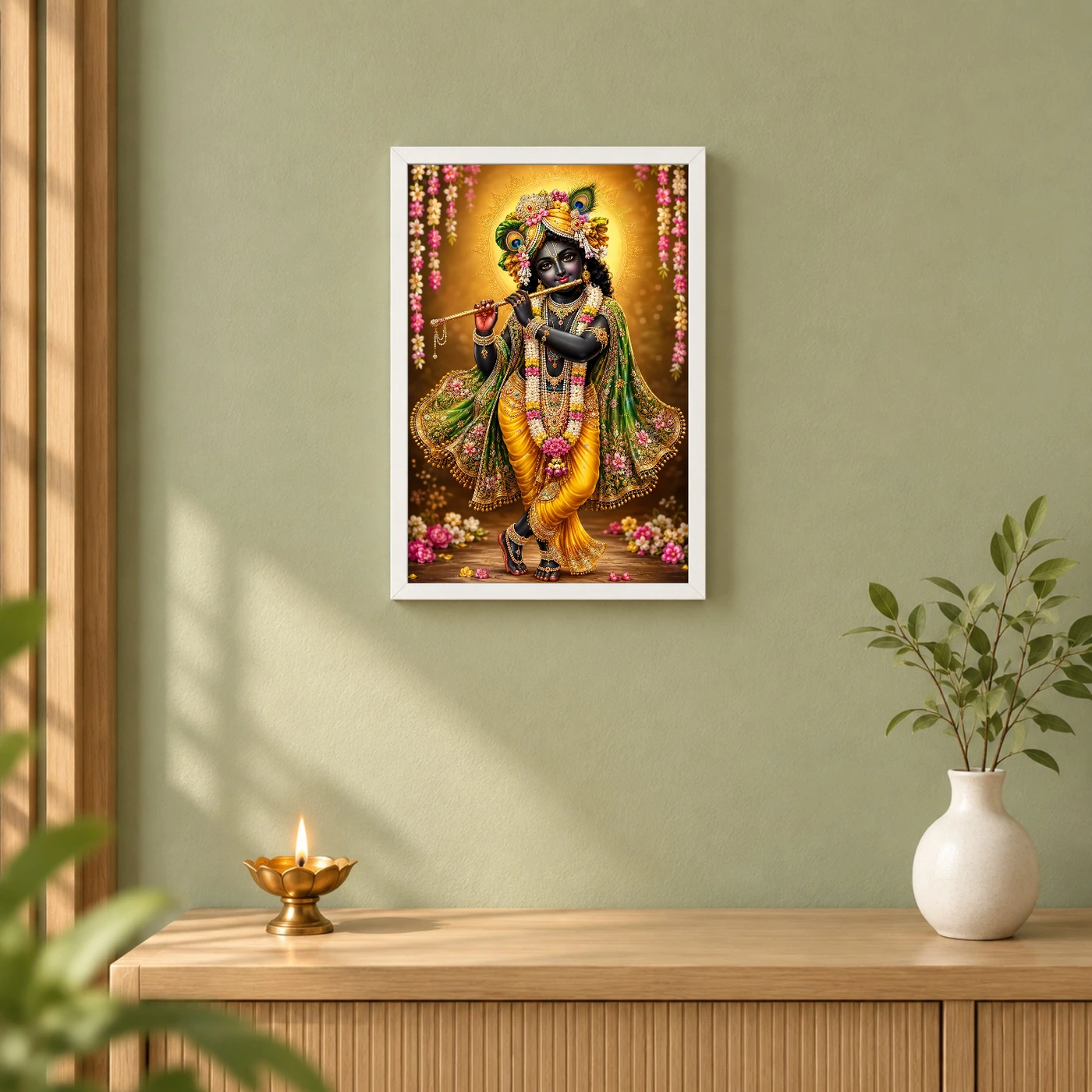 Banke Bihari Peaceful Home Mandir Composition Photo Frame, view 6