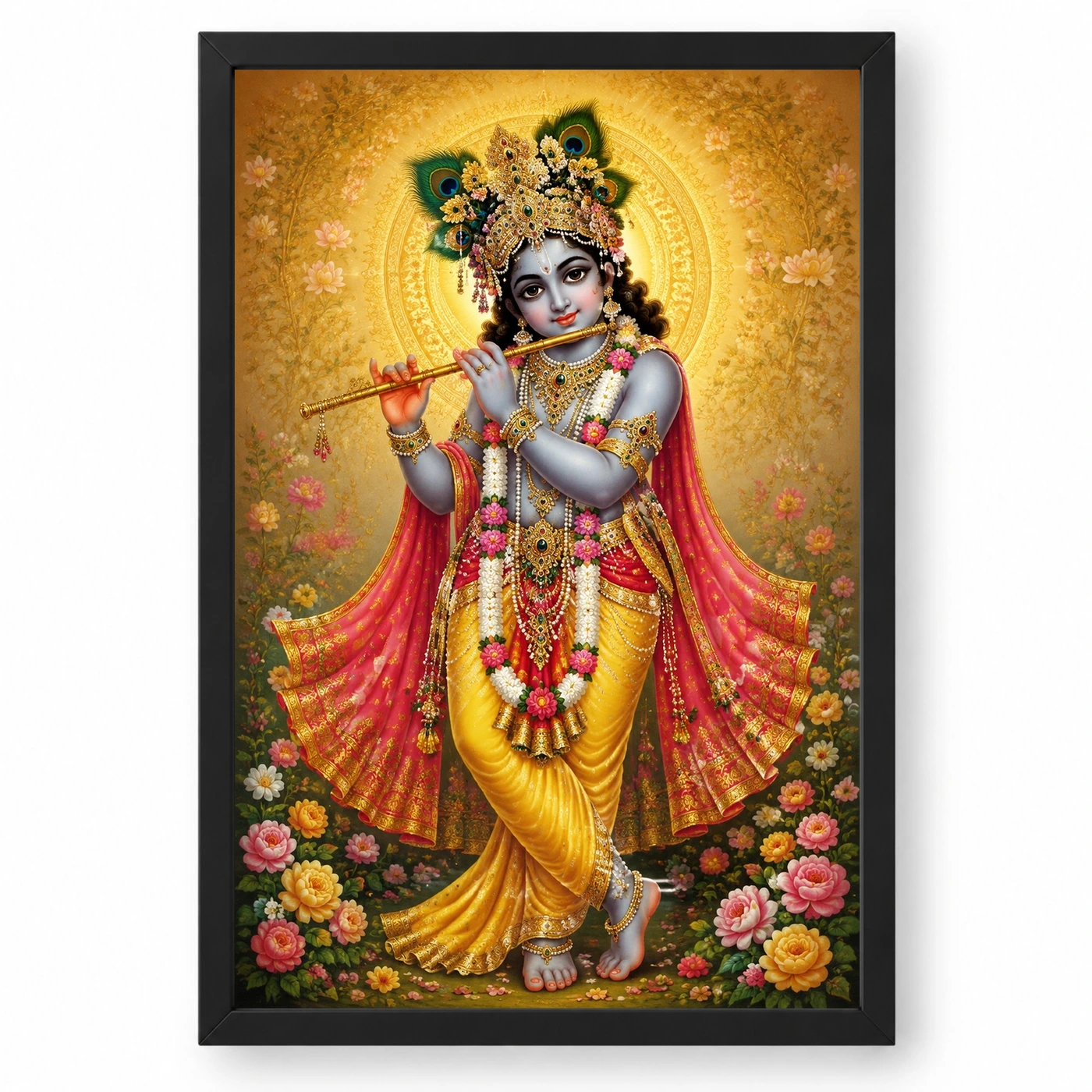 Banke Bihari Traditional Indian Miniature-Inspired Devotional Art Photo Frame