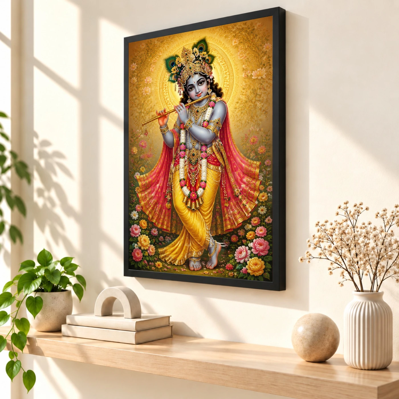 Banke Bihari Traditional Indian Miniature-Inspired Devotional Art Photo Frame, view 2