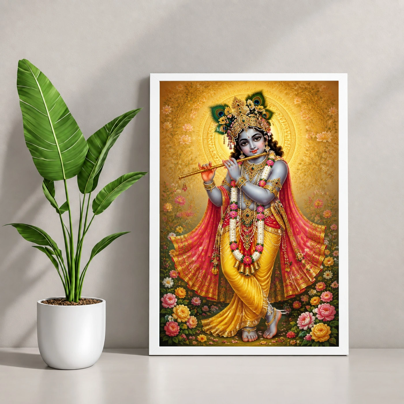 Banke Bihari Traditional Indian Miniature-Inspired Devotional Art Photo Frame, view 4