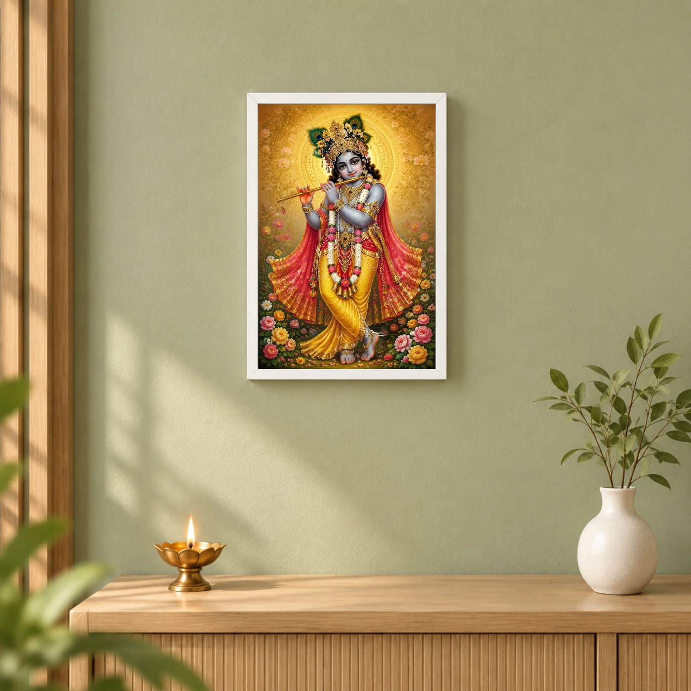 Banke Bihari Traditional Indian Miniature-Inspired Devotional Art Photo Frame, view 6