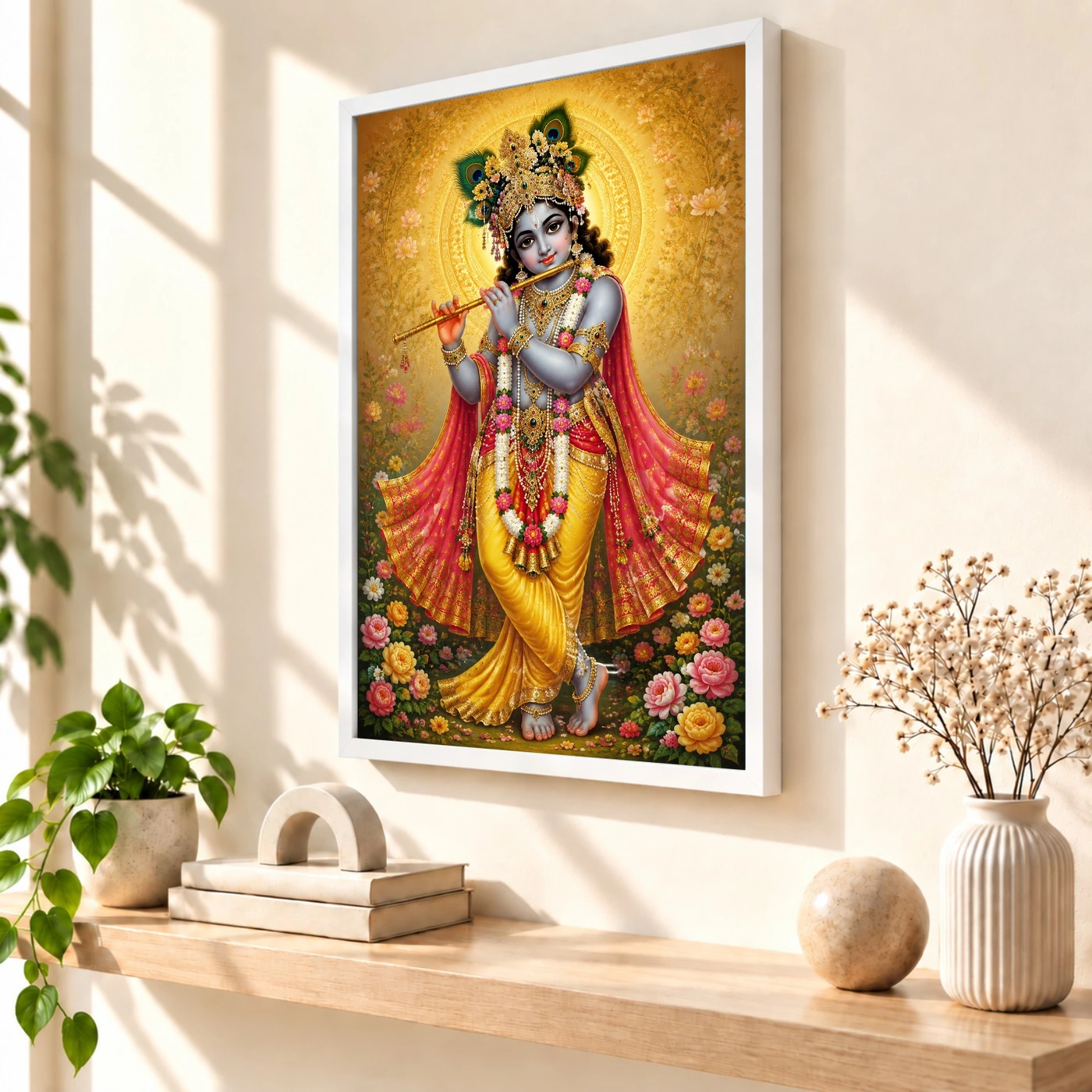 Banke Bihari Traditional Indian Miniature-Inspired Devotional Art Photo Frame, view 7