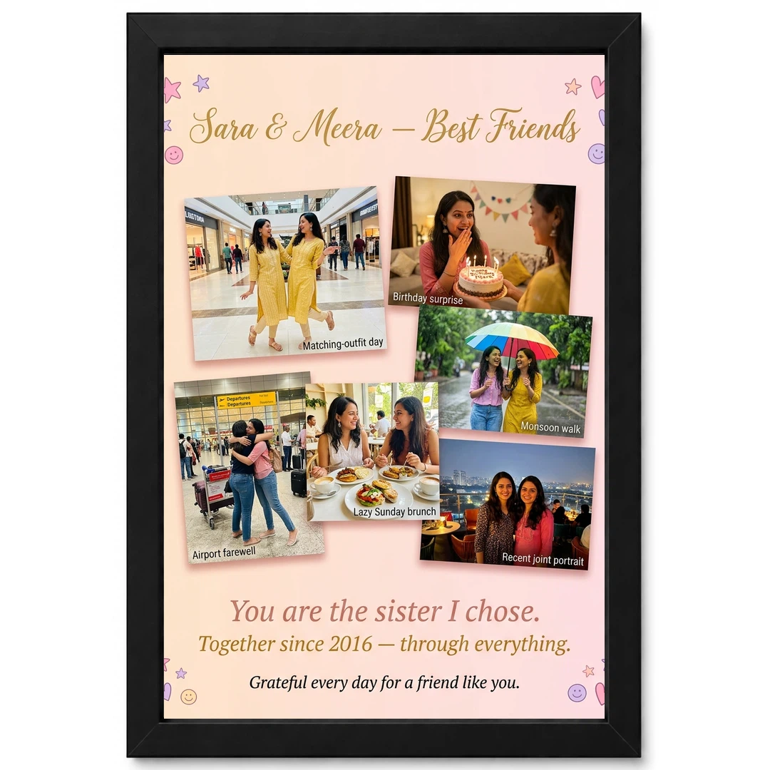 Best Friends Collage Photo Frame Vibrant Memories Fun Photo Frame