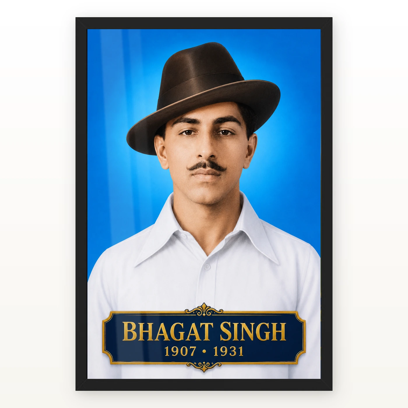 Bhagat Singh Iconic Blue Portrait Photo Frame