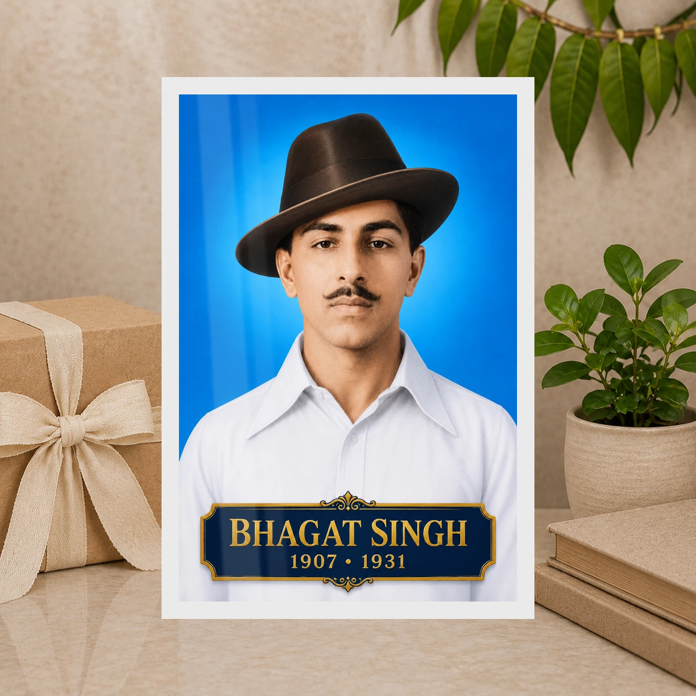 Bhagat Singh Iconic Blue Portrait Photo Frame, view 10