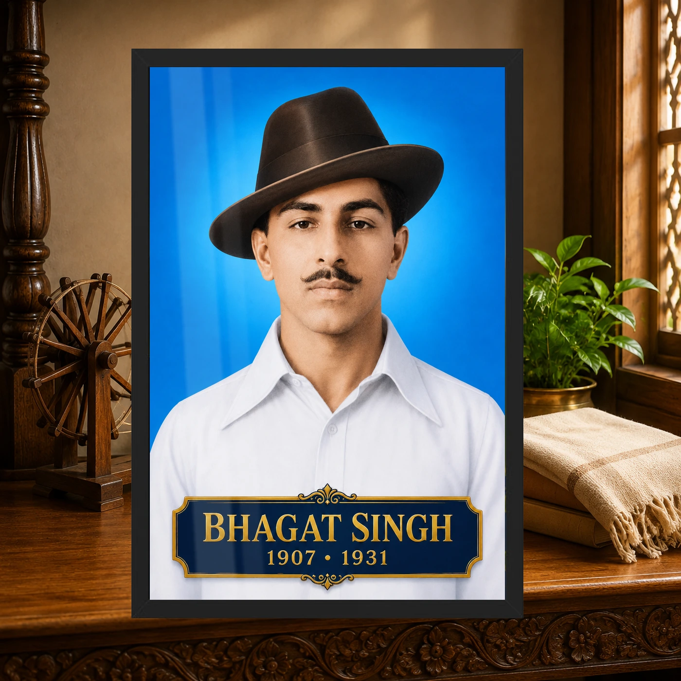 Bhagat Singh Iconic Blue Portrait Photo Frame, view 4