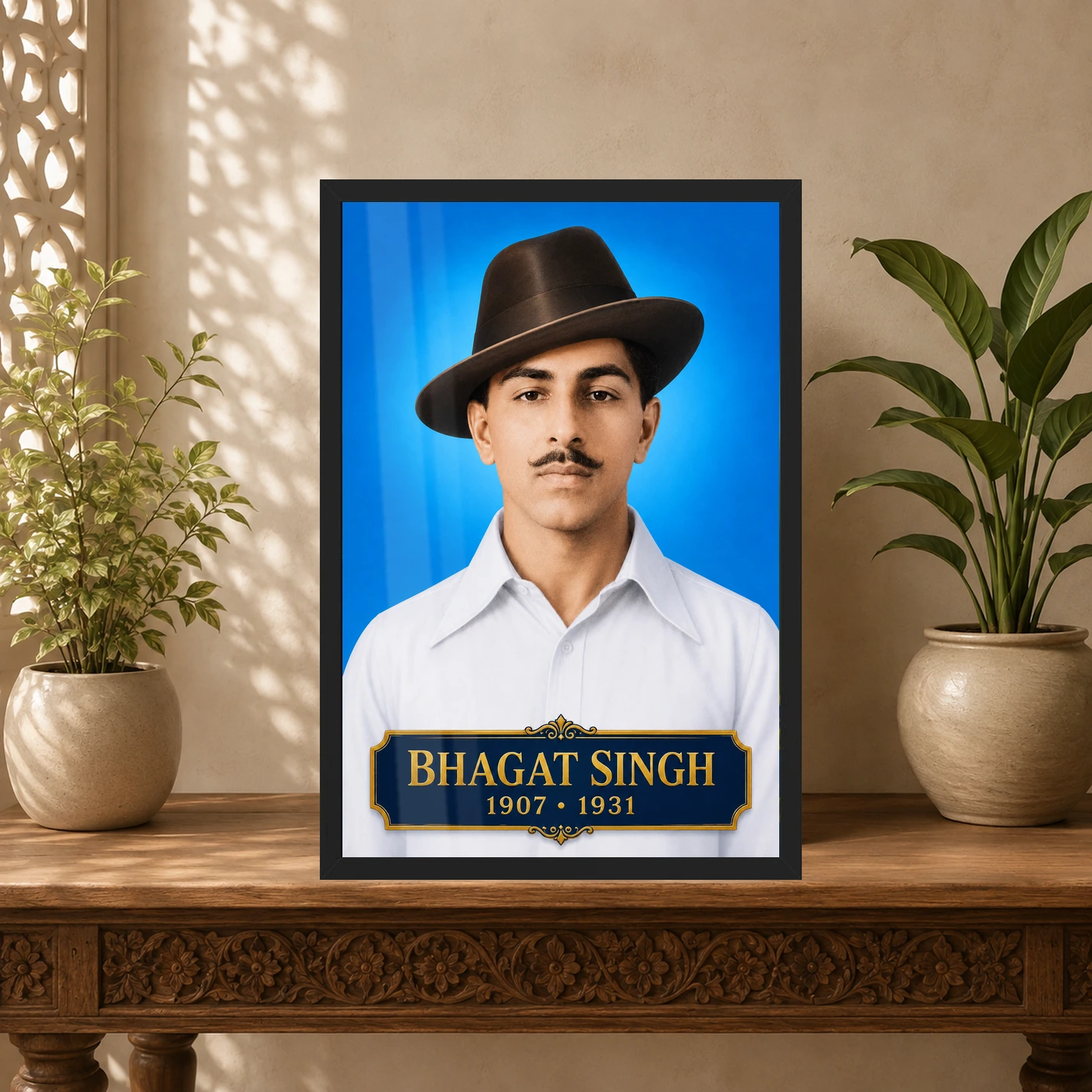 Bhagat Singh Iconic Blue Portrait Photo Frame, view 5