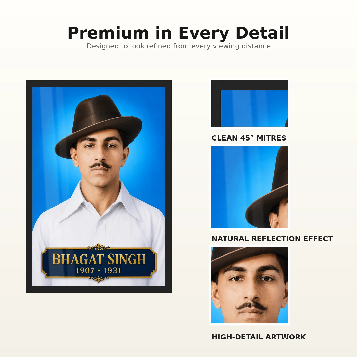 Bhagat Singh Iconic Blue Portrait Photo Frame, view 9