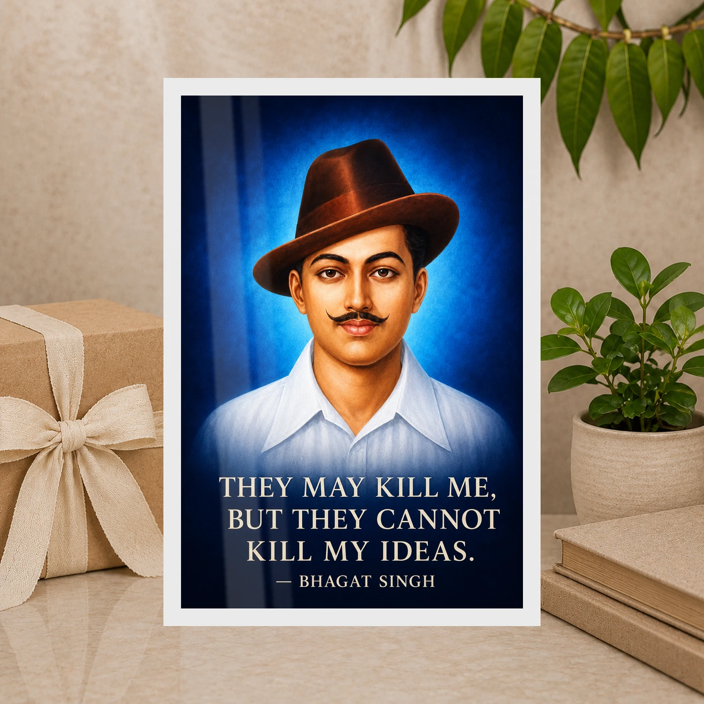Bhagat Singh Ideas Live On Royal Blue Quote Photo Frame, view 10