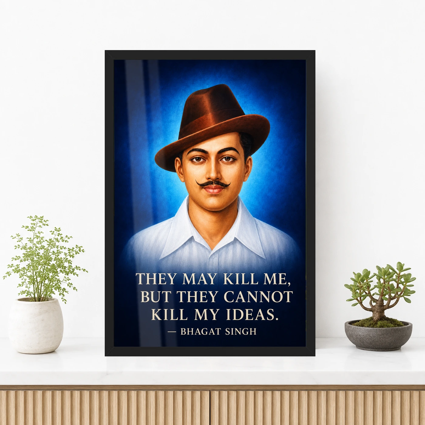 Bhagat Singh Ideas Live On Royal Blue Quote Photo Frame, view 3