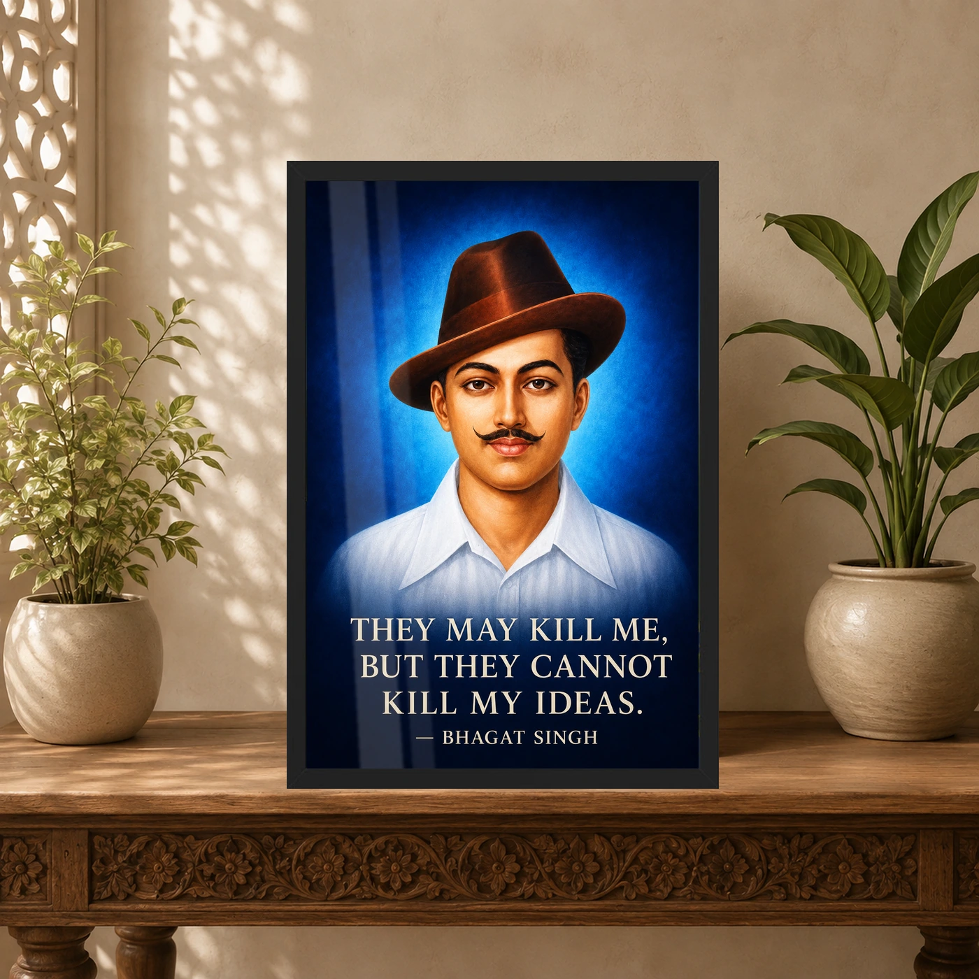 Bhagat Singh Ideas Live On Royal Blue Quote Photo Frame, view 5