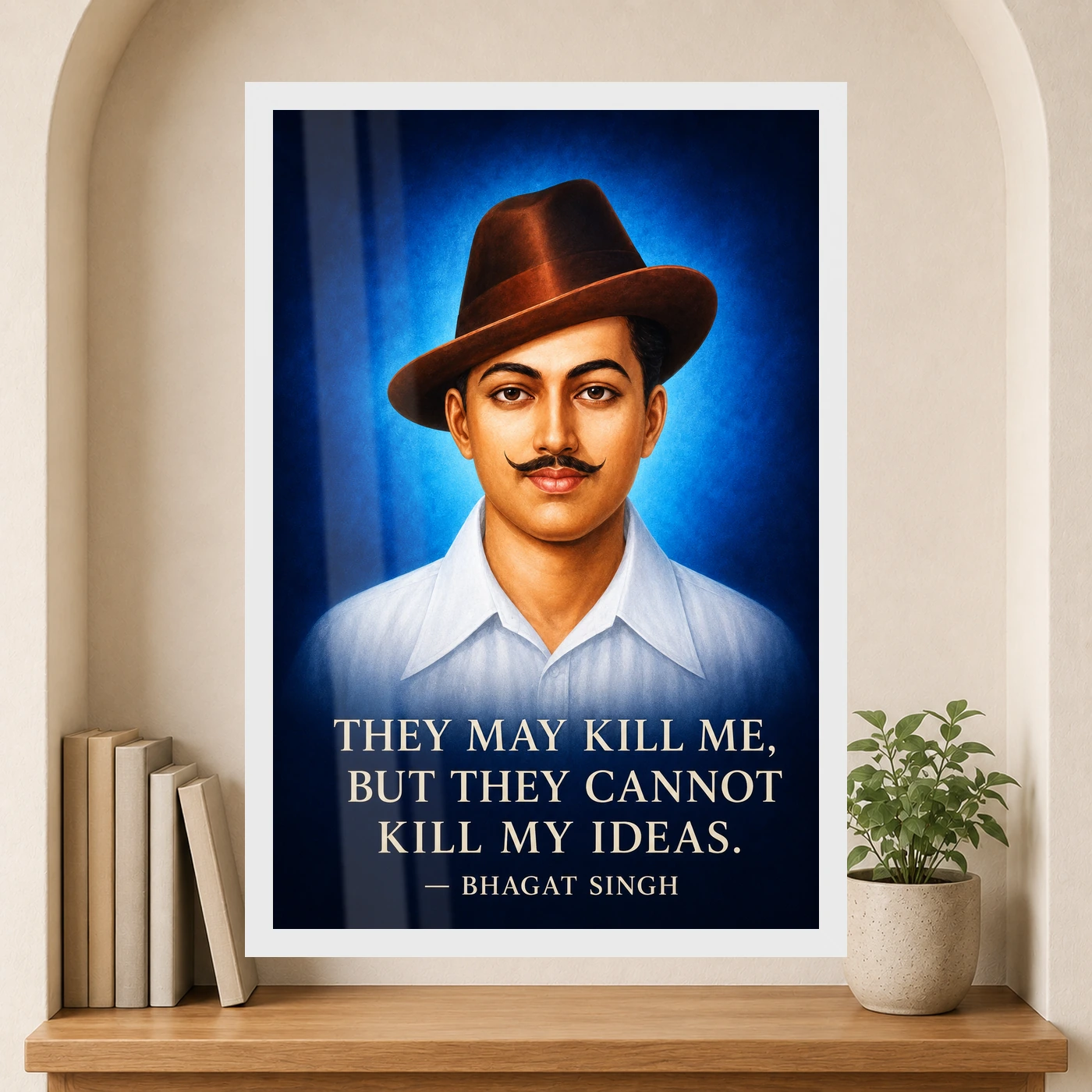 Bhagat Singh Ideas Live On Royal Blue Quote Photo Frame, view 6