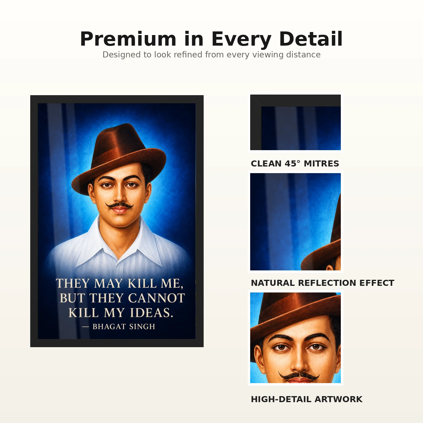 Bhagat Singh Ideas Live On Royal Blue Quote Photo Frame, view 9