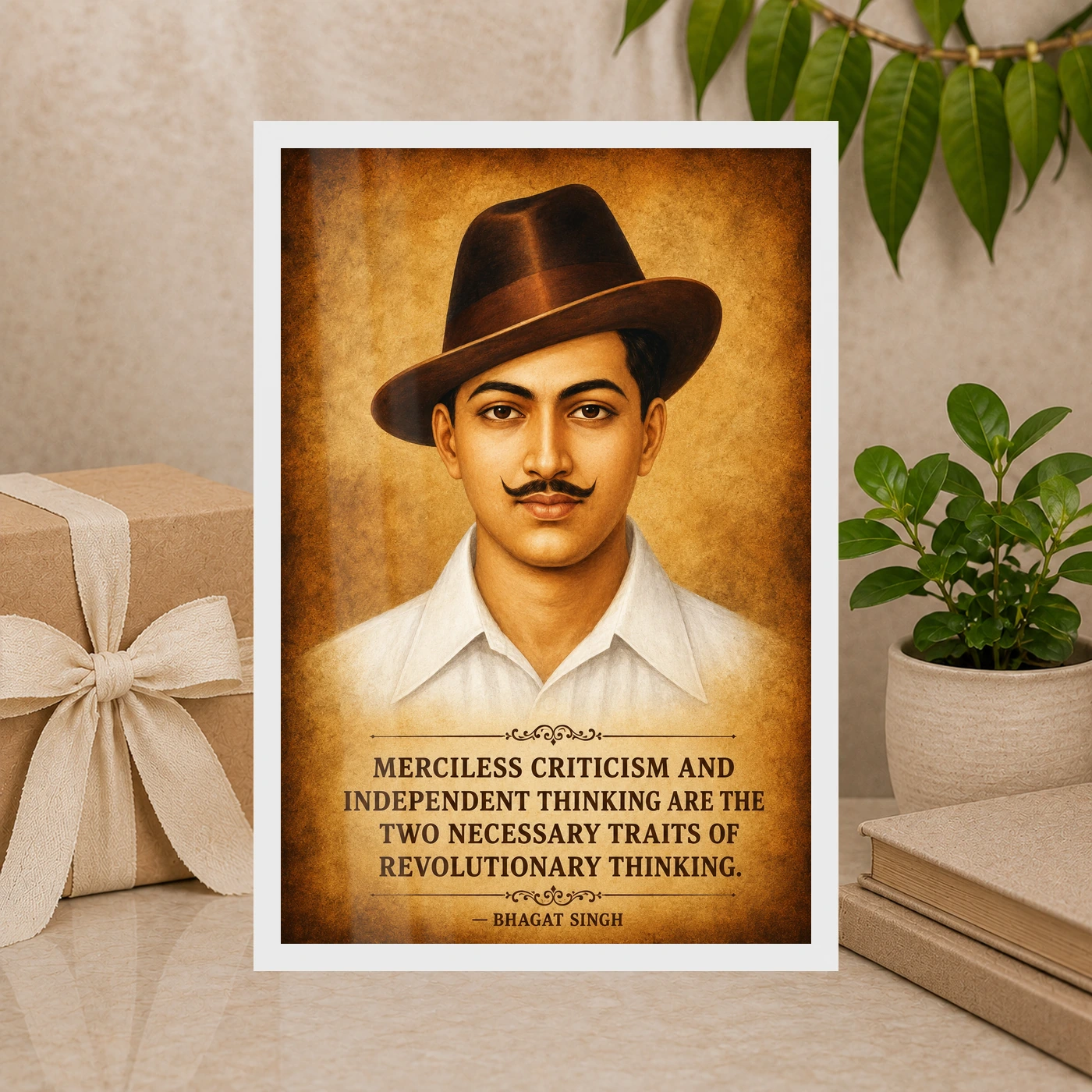 Bhagat Singh Independent Thinking Heritage Quote Photo Frame, view 10