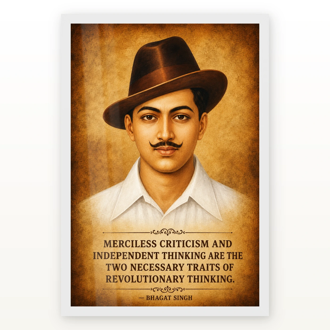 Bhagat Singh Independent Thinking Heritage Quote Photo Frame, view 2