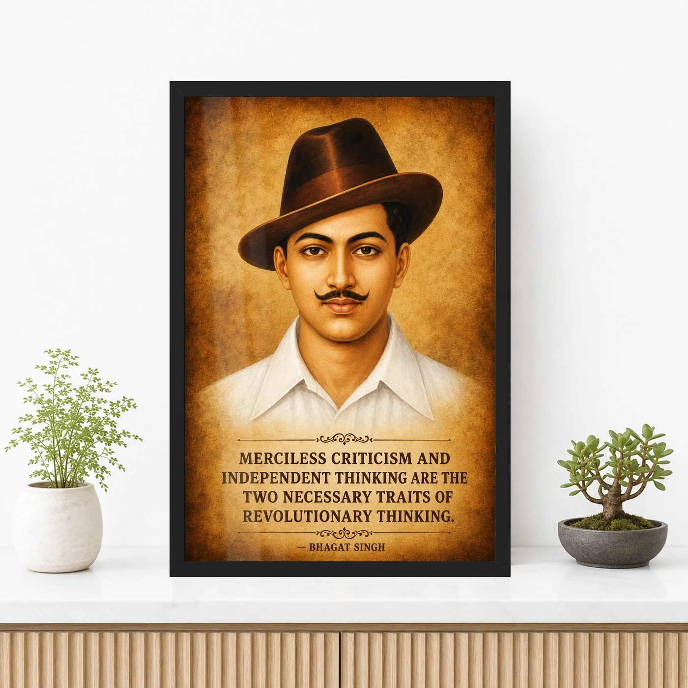 Bhagat Singh Independent Thinking Heritage Quote Photo Frame, view 3