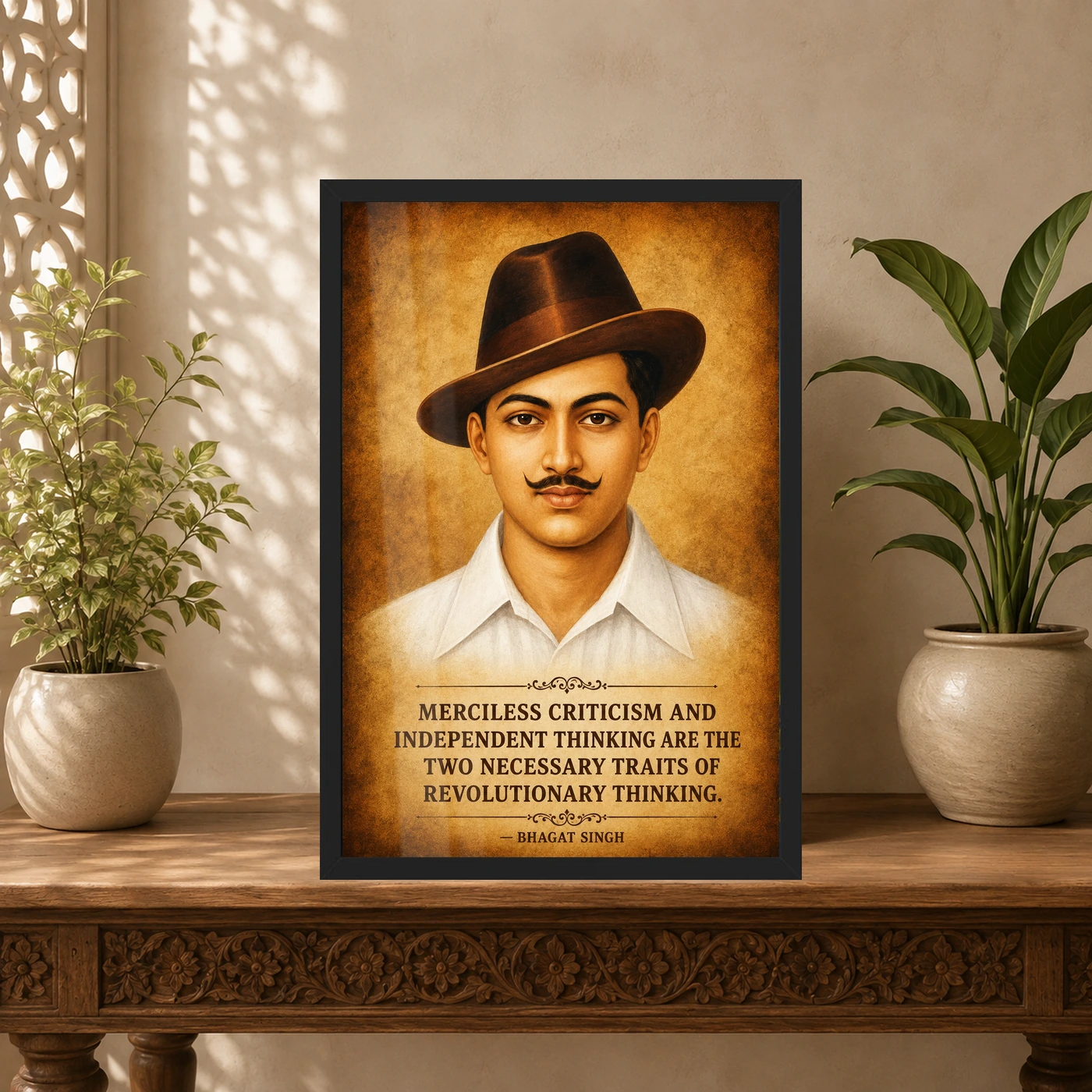 Bhagat Singh Independent Thinking Heritage Quote Photo Frame, view 5