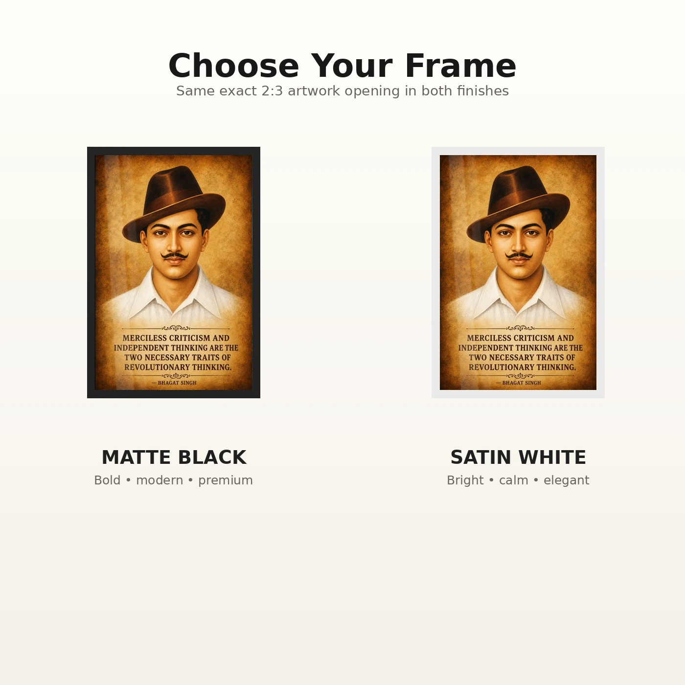 Bhagat Singh Independent Thinking Heritage Quote Photo Frame, view 7