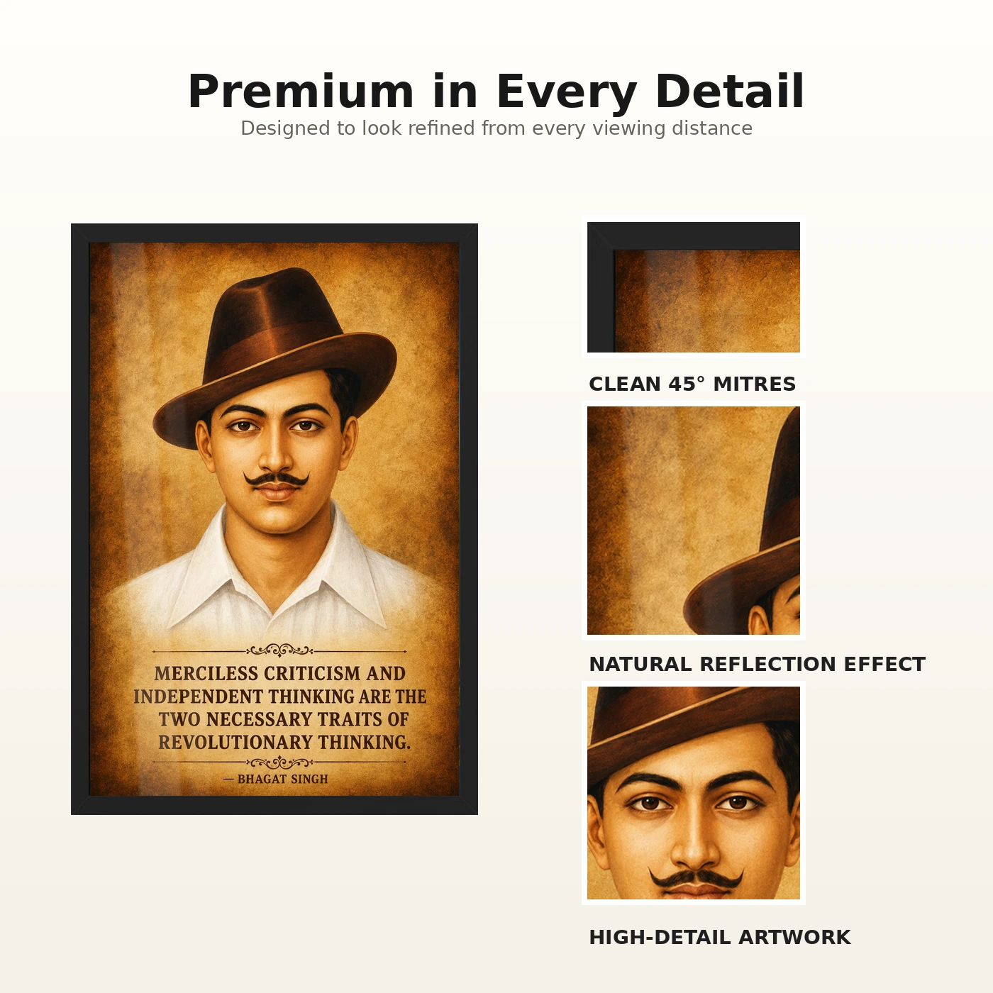 Bhagat Singh Independent Thinking Heritage Quote Photo Frame, view 9