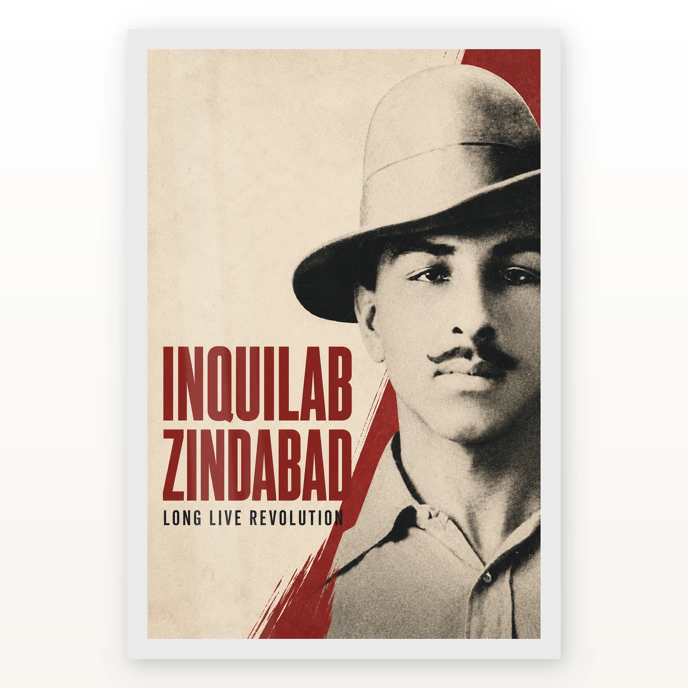 Bhagat Singh Inquilab Zindabad Red Poster Photo Frame, view 2