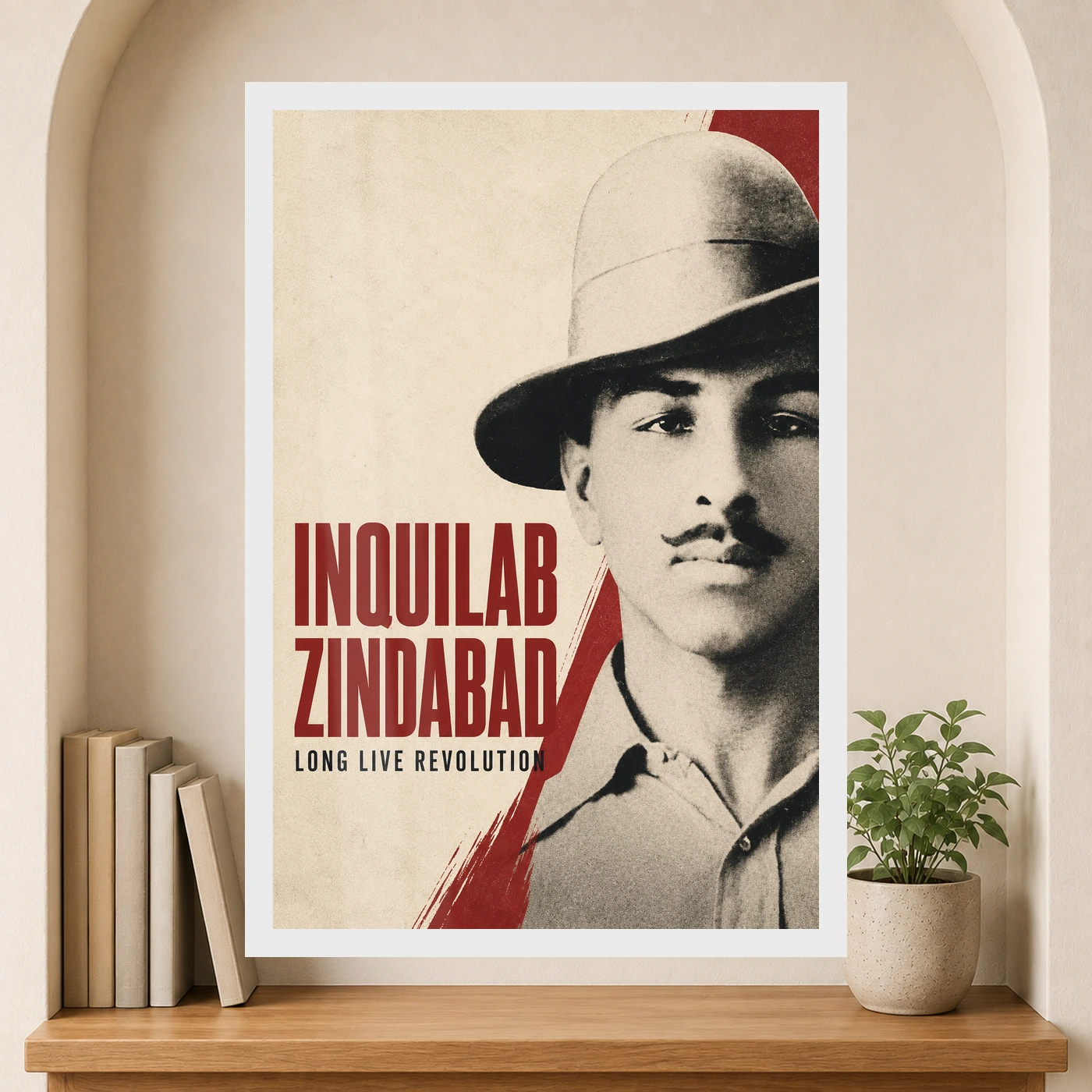 Bhagat Singh Inquilab Zindabad Red Poster Photo Frame, view 6