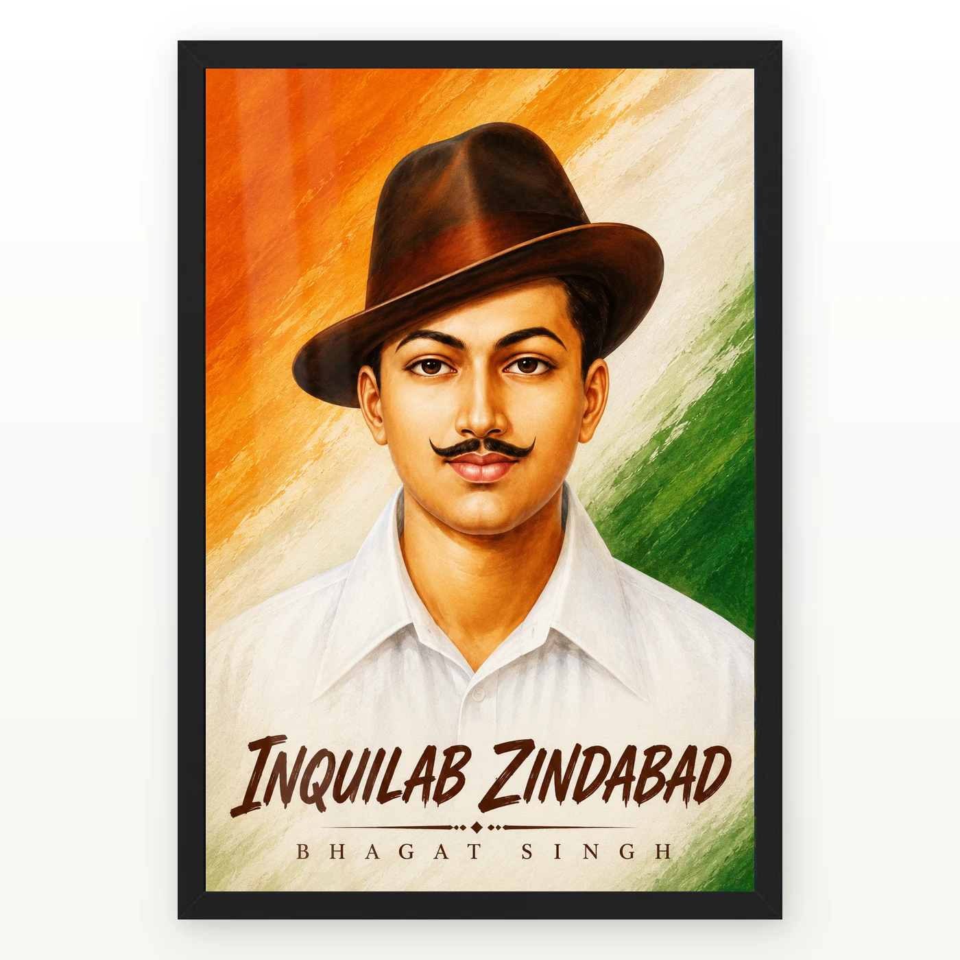 Bhagat Singh Inquilab Zindabad Tricolor Portrait Photo Frame