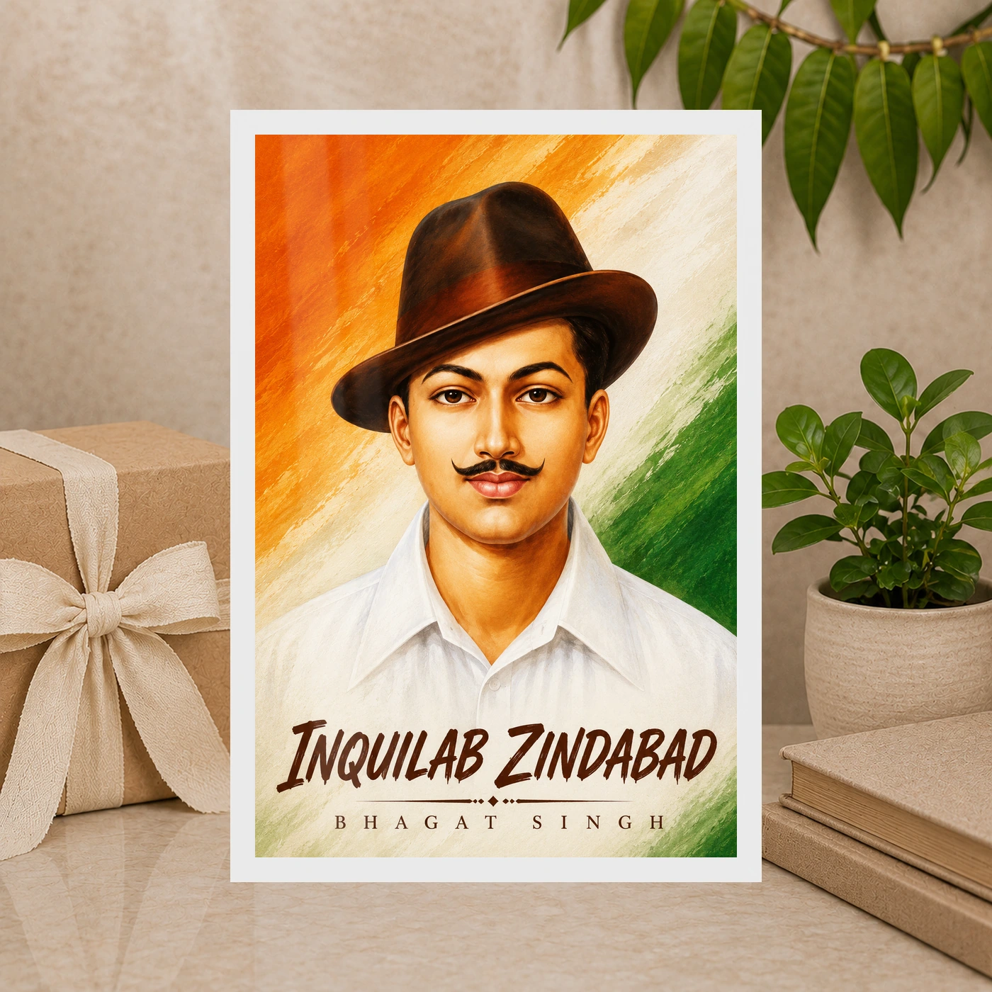 Bhagat Singh Inquilab Zindabad Tricolor Portrait Photo Frame, view 10