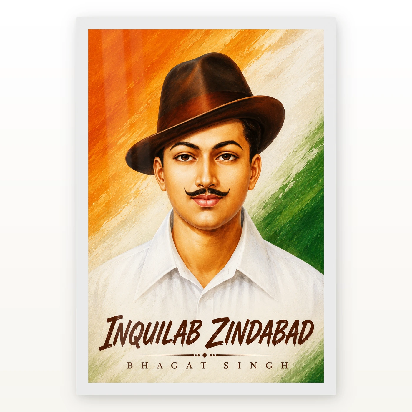 Bhagat Singh Inquilab Zindabad Tricolor Portrait Photo Frame, view 2