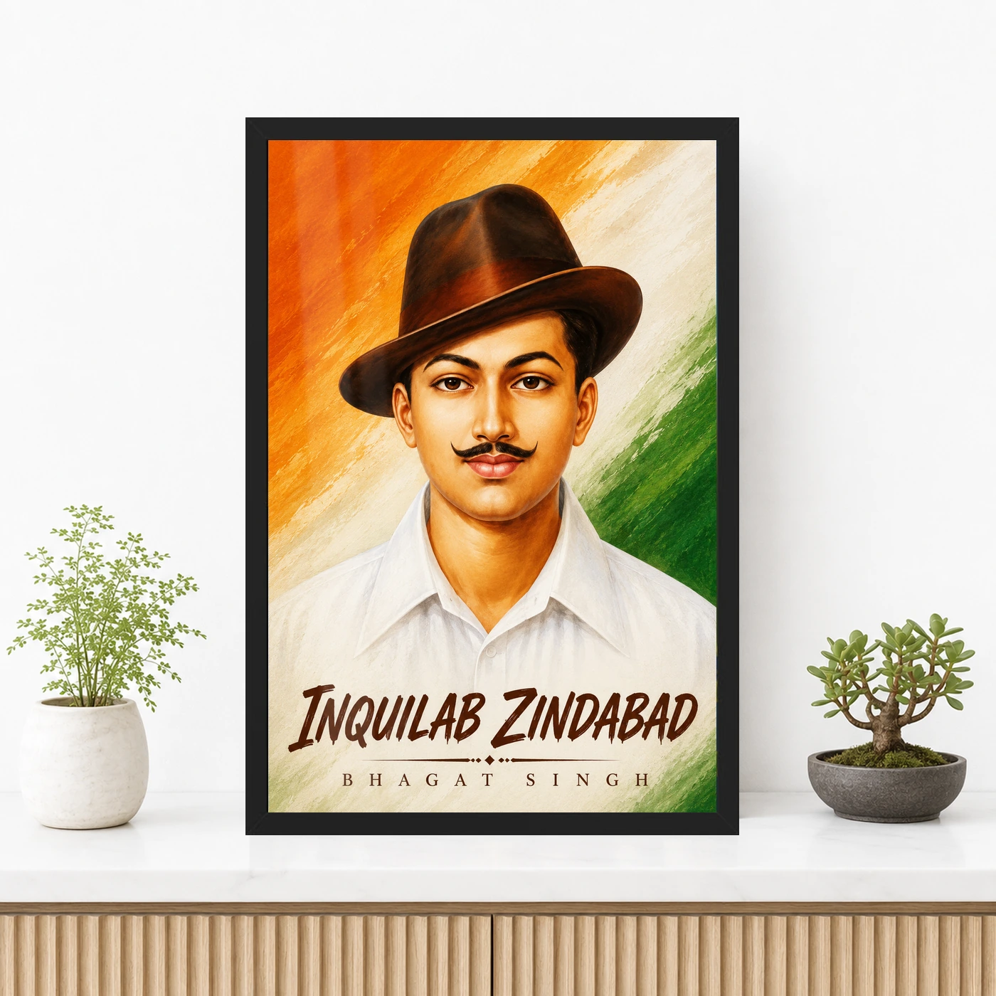 Bhagat Singh Inquilab Zindabad Tricolor Portrait Photo Frame, view 3