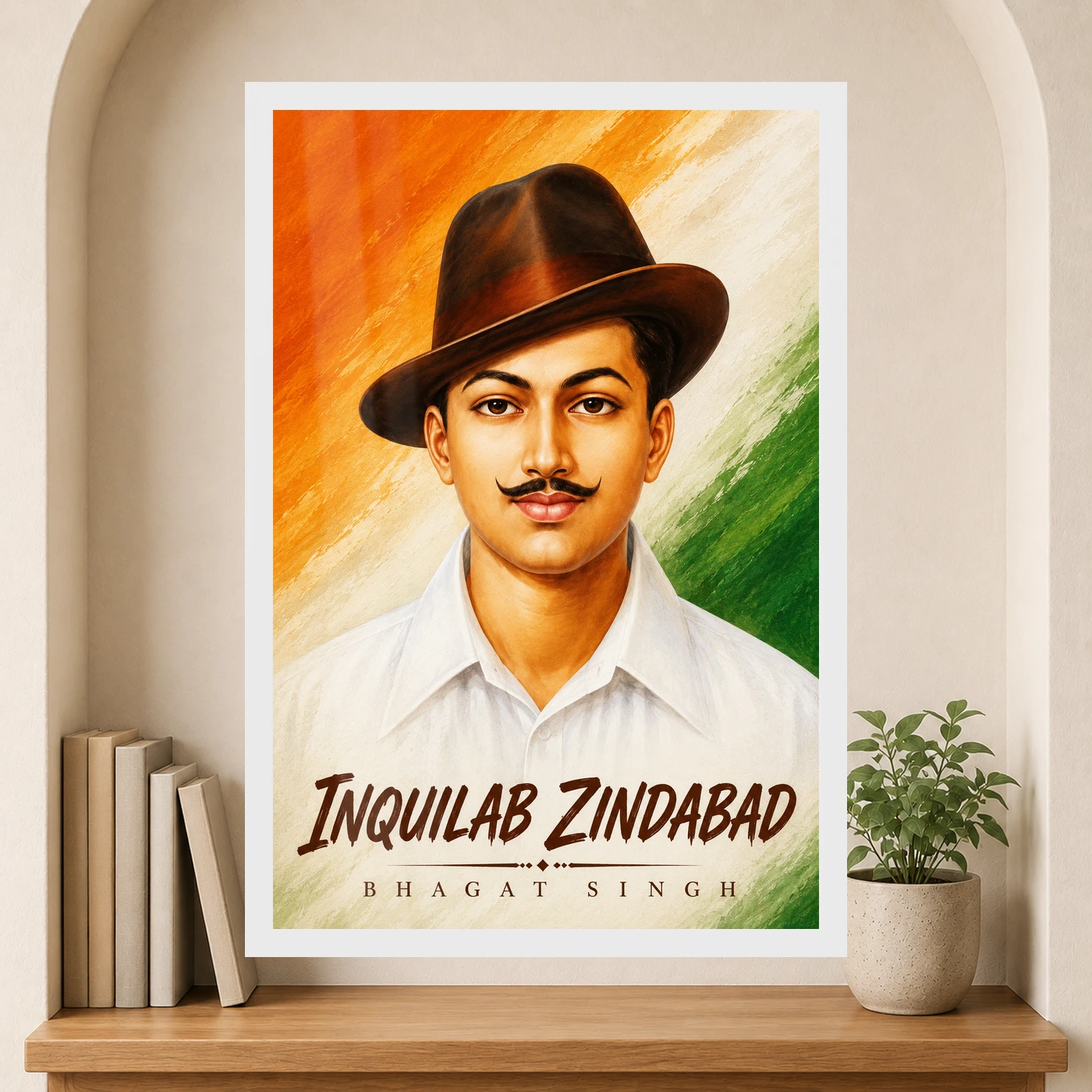 Bhagat Singh Inquilab Zindabad Tricolor Portrait Photo Frame, view 6
