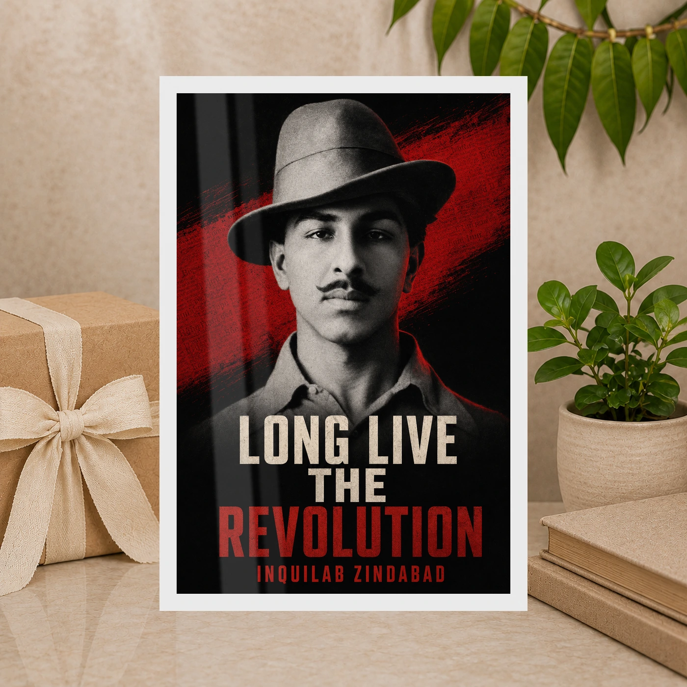 Bhagat Singh Long Live Revolution Newsprint Photo Frame, view 10