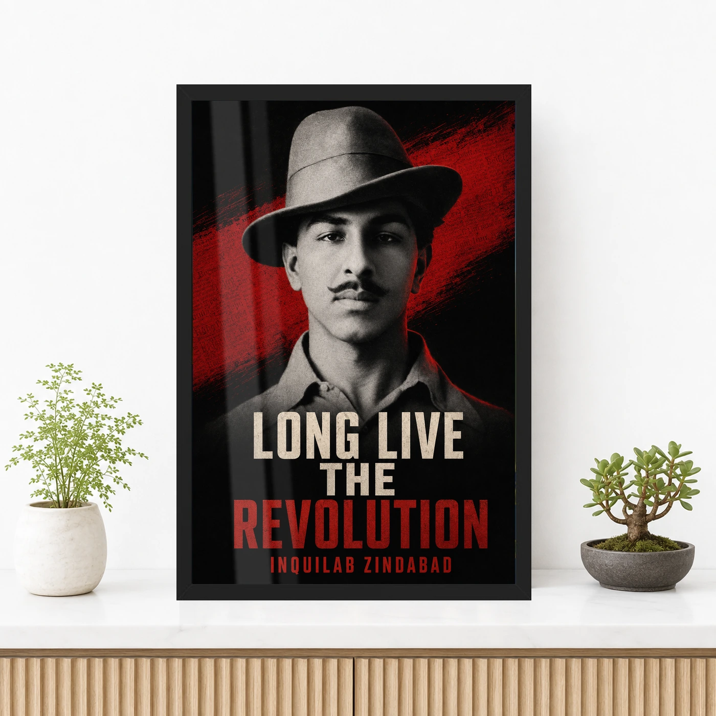 Bhagat Singh Long Live Revolution Newsprint Photo Frame, view 3