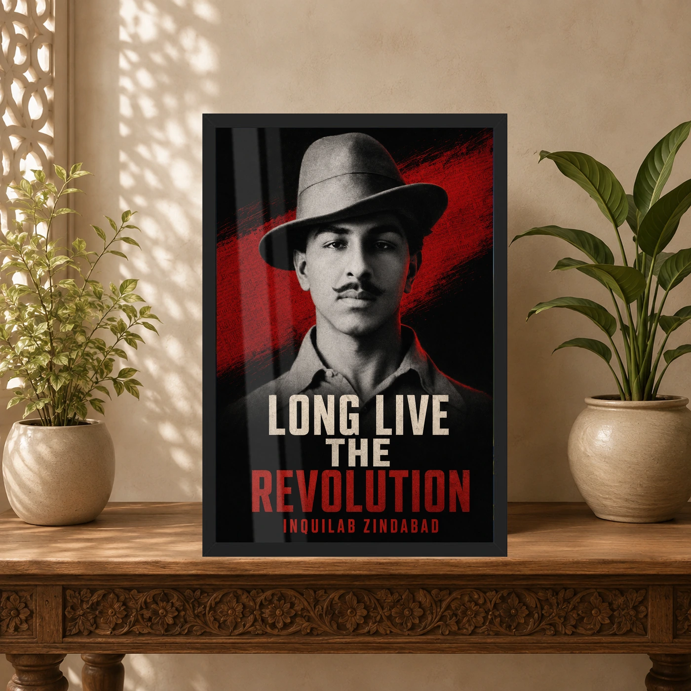 Bhagat Singh Long Live Revolution Newsprint Photo Frame, view 5