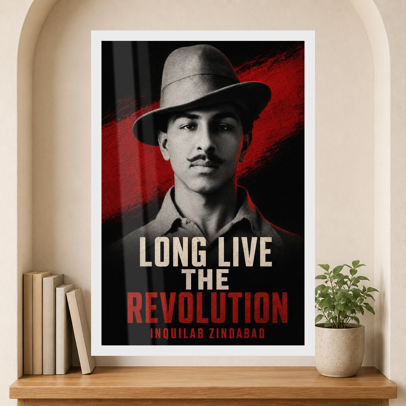 Bhagat Singh Long Live Revolution Newsprint Photo Frame, view 6