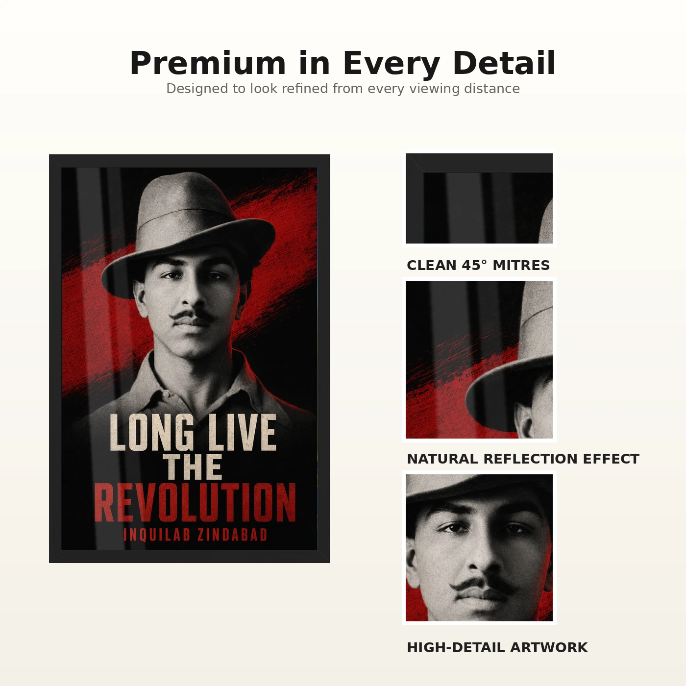 Bhagat Singh Long Live Revolution Newsprint Photo Frame, view 9