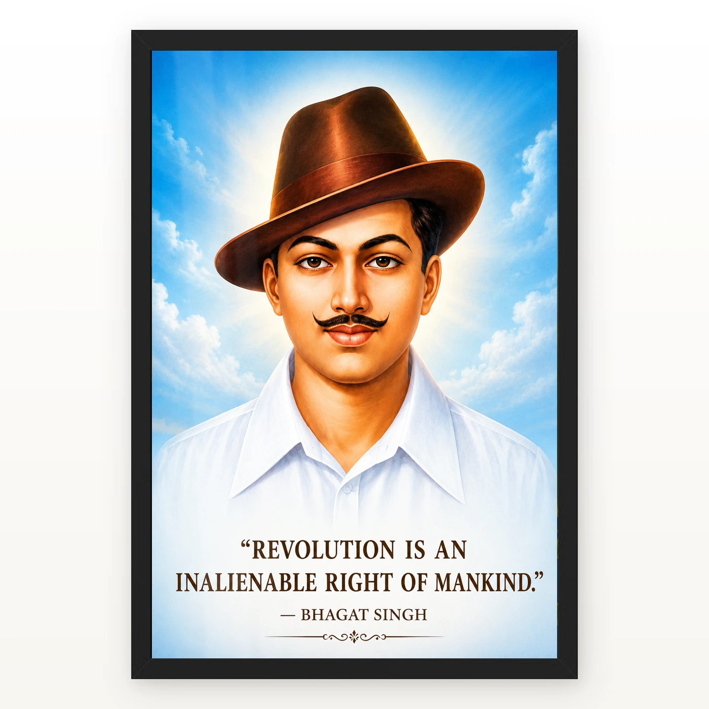 Bhagat Singh Revolution Is a Right Sky Blue Quote Photo Frame